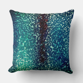 Neonblau-Mosaik über grobkörniges Glas Kissen