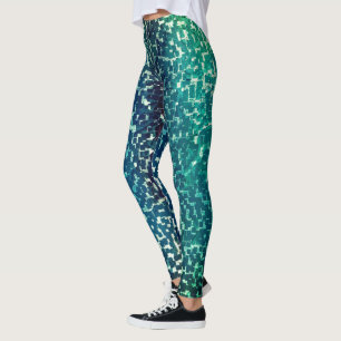 Neonblau-Mosaik über grobkörniges Glas Leggings