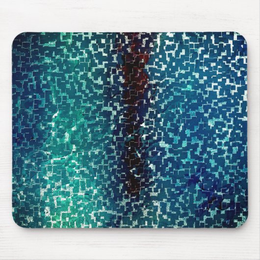 Neonblau-Mosaik über grobkörniges Glas Mousepad (Vorne)
