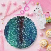 Neonblau-Mosaik über grobkörniges Glas Pappteller (Party)