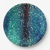 Neonblau-Mosaik über grobkörniges Glas Pappteller (Vorderseite)