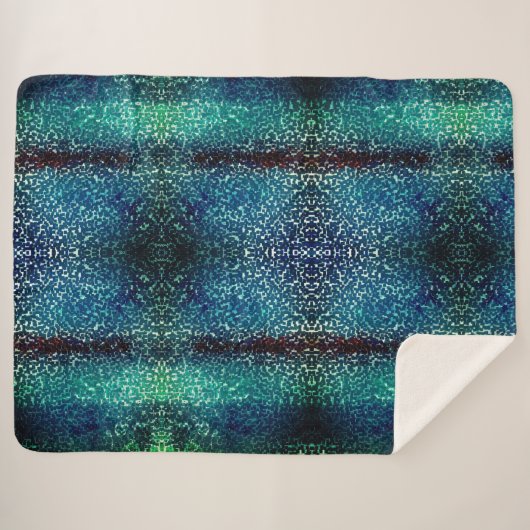 Neonblau-Mosaik über grobkörniges Glas Sherpadecke (Vorderseite (Horizontal))