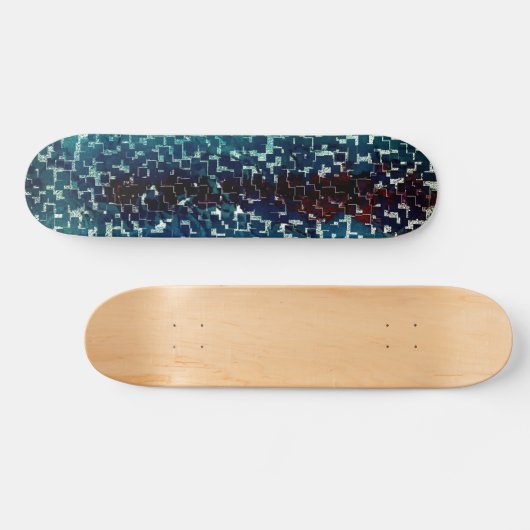 Neonblau-Mosaik über grobkörniges Glas Skateboard (Horizontal)