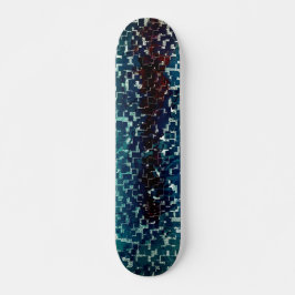 Neonblau-Mosaik über grobkörniges Glas Skateboard