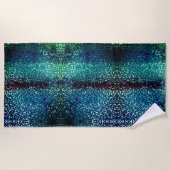 Neonblau-Mosaik über grobkörniges Glas Strandtuch (Vorderseite)