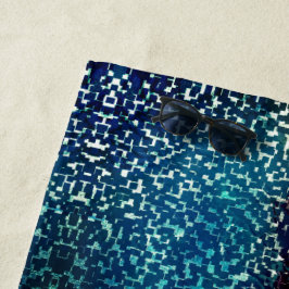 Neonblau-Mosaik über grobkörniges Glas Strandtuch