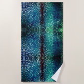 Neonblau-Mosaik über grobkörniges Glas Strandtuch (Vorderseite)