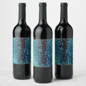 Neonblau-Mosaik über grobkörniges Glas Weinetikett (Flaschen)