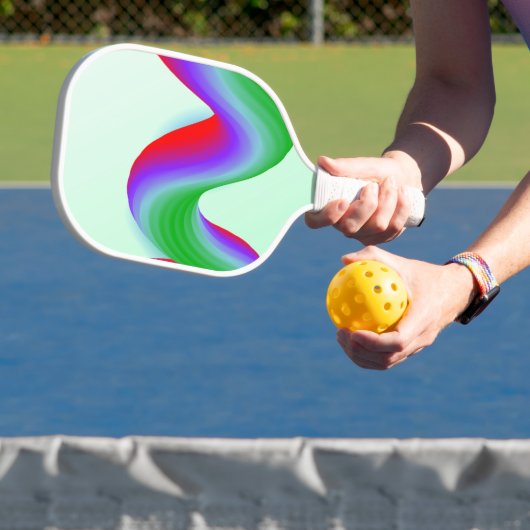 Neonblau, Rot und Grün auf blau Pickleball Schläger (InSitu)