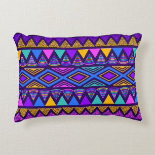 Neonblau: Stammes-Navajo-Muster Dekokissen
