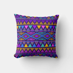 Neonblau: Stammes-Navajo-Muster Kissen
