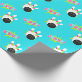 Neonblaue Bowling-Geschenkpapier Geschenkpapier (Ecke)