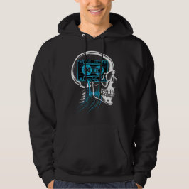 Neonblaue Kassette Tape-Schädel-Soundwave-Kunst Hoodie