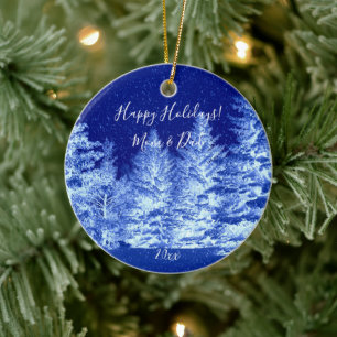 Neonblaue Weihnachtsbaum Keramik Ornament