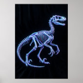 Neonblauer Dinosaurier-Skelett-Kunstposter | Veloc Poster (Vorne)