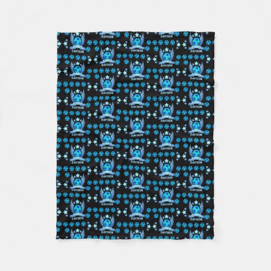 Neonblauer Fußball | Coole individuelle Geschenke Fleecedecke (Vorderseite)