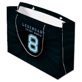 Neonblauer Fußball | Coole individuelle Geschenke Große Geschenktüte (Rückseite Schrägansicht)