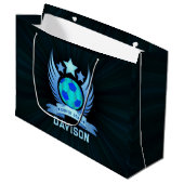 Neonblauer Fußball | Coole individuelle Geschenke Große Geschenktüte (Vorderseite Schrägansicht)