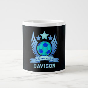 Neonblauer Fußball Coole individuelle Geschenke Jumbo-Tasse
