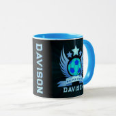 Neonblauer Fußball | Coole individuelle Geschenke Tasse (VorderseiteRechts)