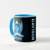 Neonblauer Fußball | Coole individuelle Geschenke Tasse (Vorderseite Links)