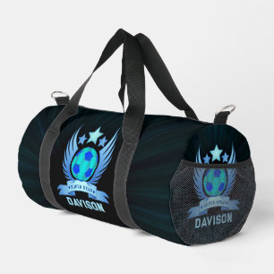 Neonblauer Fußball   Coole Sportgeschenke für Jung Duffle Bag