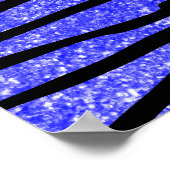 Neonblauer Glitzer Zebrastreifen Poster (Ecke)