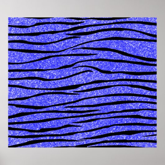 Neonblauer Glitzer Zebrastreifen Poster (Vorne)