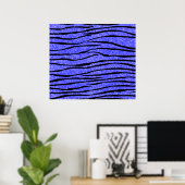 Neonblauer Glitzer Zebrastreifen Poster (Heimbüro)
