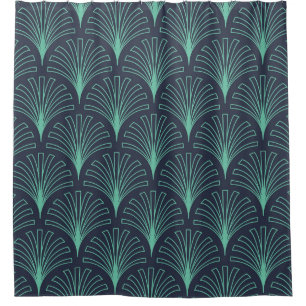 Neonblauer Pfau, Vintages Muster. Duschvorhang