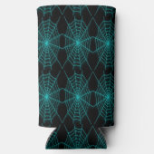 Neonblauer Spinnennetz schwarz Selters Dosenkühler (Rückseite)