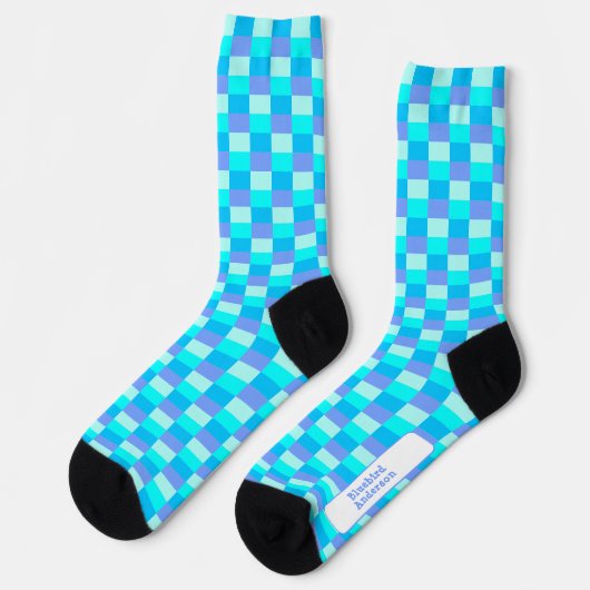 Neonblaues Farbmuster Socken (Linkes Detail)