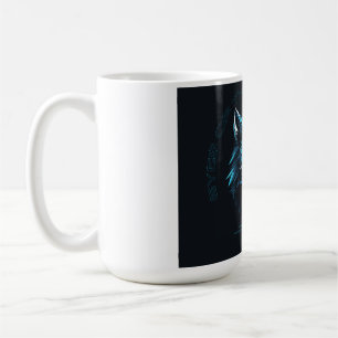 Neonblaues geometrisches Wolf-T-Shirt  Kaffeetasse