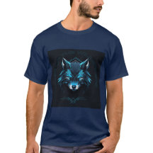 Neonblaues geometrisches Wolf-T-Shirt