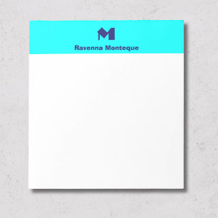 Neonblaues minimalistisches personalisiertes Namen Notizblock