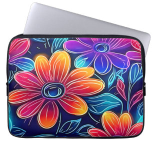 Neonblumen blühen hell laptopschutzhülle