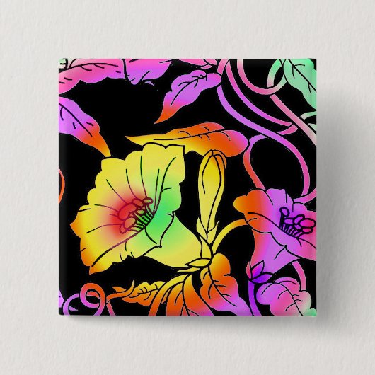 Neonblumen Button (Vorderseite)