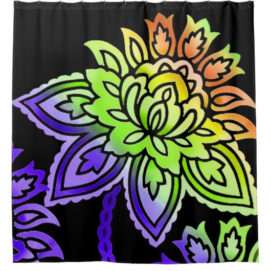 Neonblumen Duschvorhang (Vorderseite)