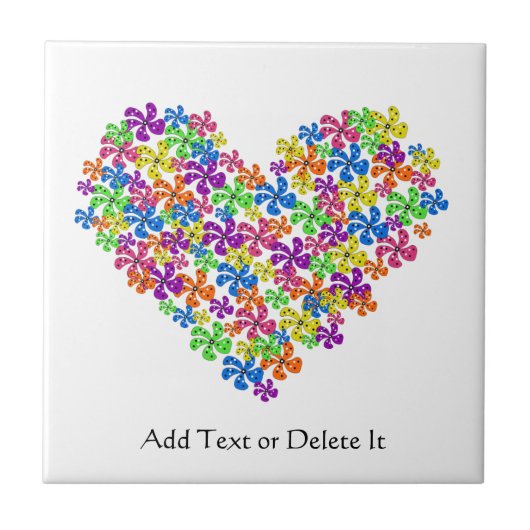 NeonBlumen-Herz Fliese (Vorderseite)