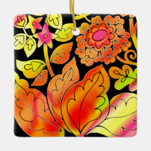 Neonblumen Keramikornament