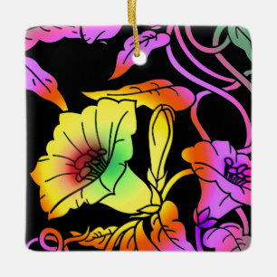 Neonblumen Keramikornament