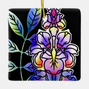 Neonblumen Keramikornament