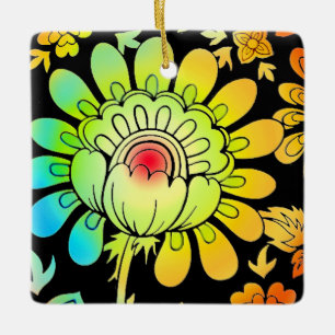 Neonblumen Keramikornament