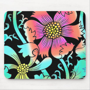 Neonblumen Mousepad