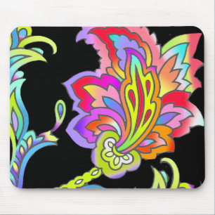 Neonblumen Mousepad