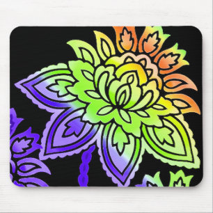 Neonblumen Mousepad