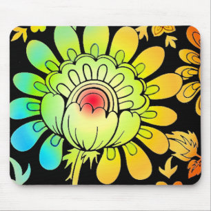 Neonblumen Mousepad