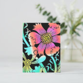 Neonblumen Postkarte (Stehend Vorderseite)