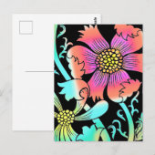 Neonblumen Postkarte (Vorne/Hinten)