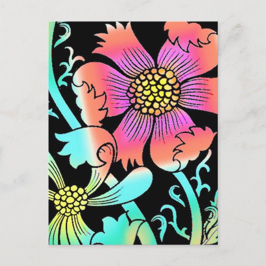 Neonblumen Postkarte (Vorderseite)